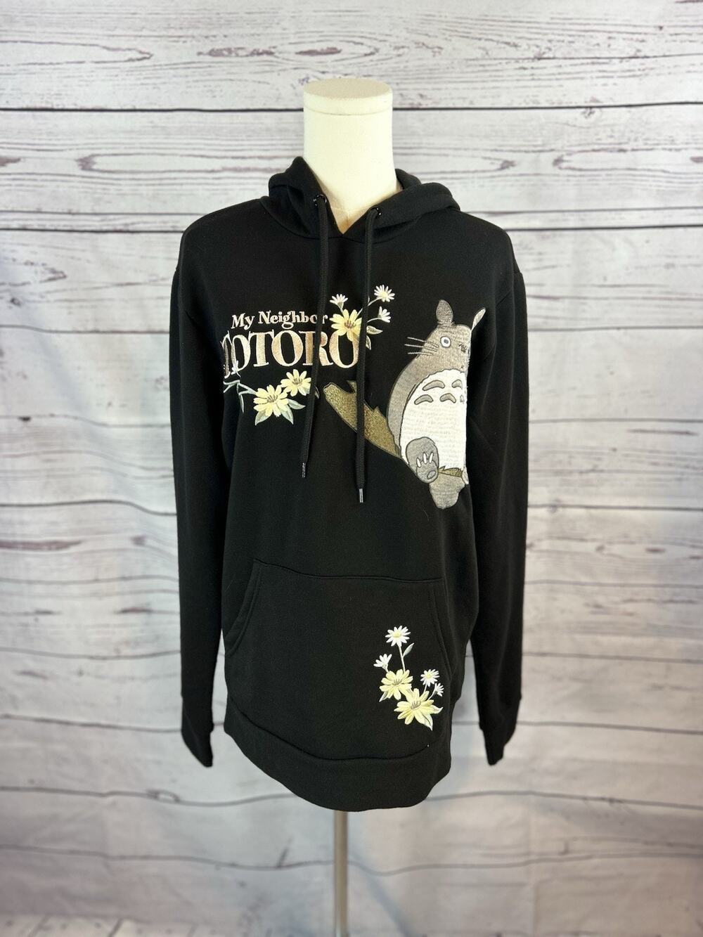 My Neighbor Totoro Studio Ghibli Black Embroidered Hoodie Size XS